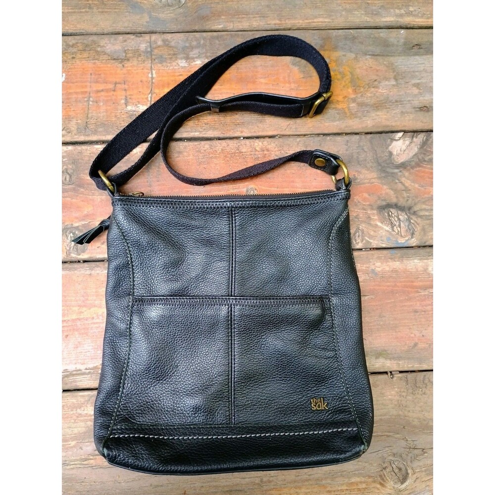 The Sak Iris Cross Body Bag Roots Leather Crossbody Bag Purse Tote Black Leather